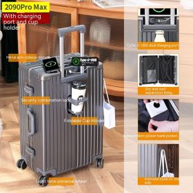 Cup Holder Luggage Universal Wheel Female (Option: ProMax Aluminum Frame Gray-20 Inches)