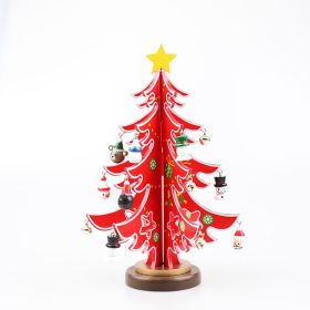 Wooden Christmas Tree Ornaments Scene Layout (Option: Large Red Christmas Tree)