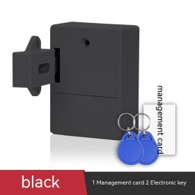 Drawer Lock Punch Free Cabinet Invisible Electronic Intelligent Induction (Option: Black One Card 2 Buckle)