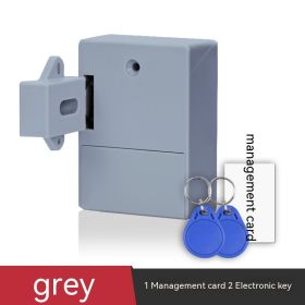 Drawer Lock Punch Free Cabinet Invisible Electronic Intelligent Induction (Option: Gray One Card 2 Buckle)