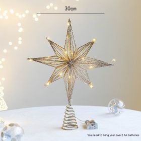 Christmas Tree Decoration Top Star Iron Luminous Tree (Option: 30cm Golden Octagonal Star)