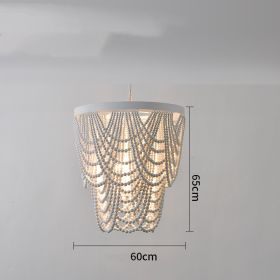 Bohemian Style Wooden Bead Chandelier In Living Room (Option: White-large)