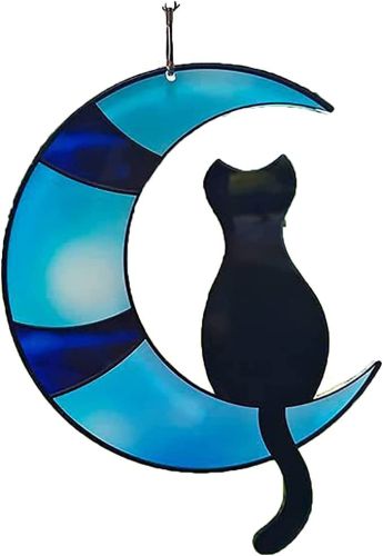 Moon Cat Flat Pendant Acrylic Indoor Window Decoration Commemorative Gift