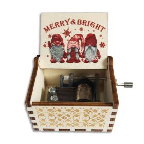 Wooden Hand-cranked Music Box Merry Christmas Music Ornaments (Option: Christmas 30-64x52x42mm)