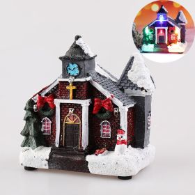 Christmas Decorations Resin Small House Micro Landscape Ornaments (Option: Large D Style)
