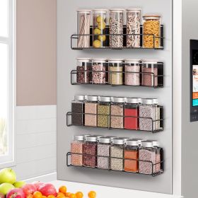 Magnetic Spice Rack for Refrigerator, 4 Pack Fridge Magnet Organizer Magnetic Shelf for Refrigerator and Microwave Oven Metal Fridge Shelf for Kitchen (Type: skeleton)