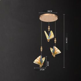 Butterfly Chandelier Bedside Enamelled Dining Hall Staircase (Option: Colorful 3head disc-warm light)