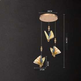 Butterfly Chandelier Bedside Enamelled Dining Hall Staircase (Option: Colorful 3head disc-warm light)