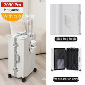 Cup Holder Luggage Universal Wheel Female (Option: Pro Aluminum Frame White-20 Inches)
